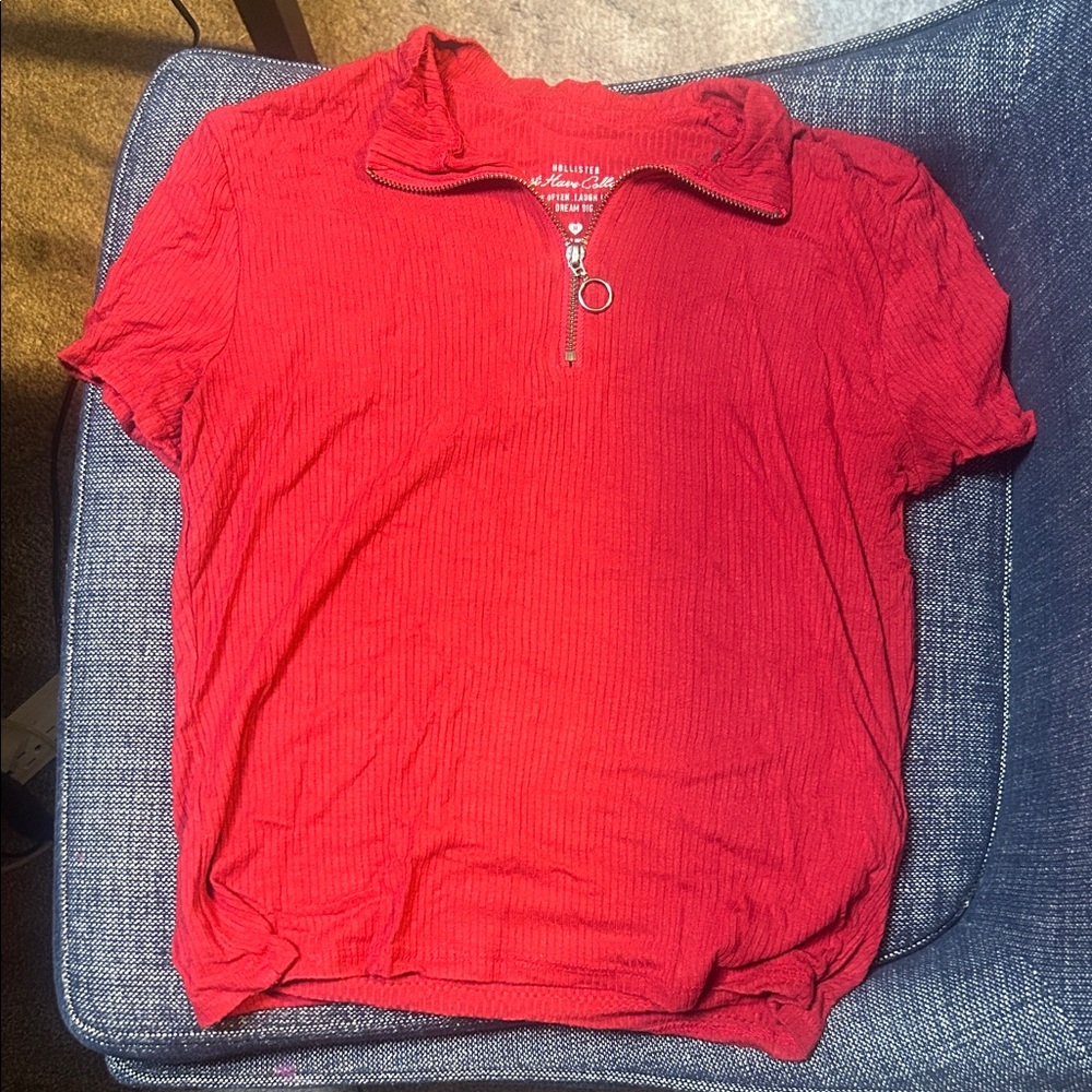 Hollister Red Zip-Up Top